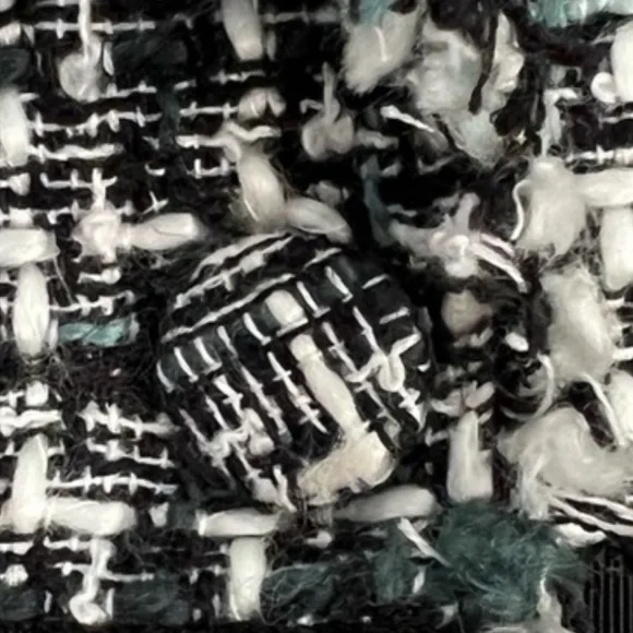 True Meaning Distressed Tweed Blazer Button Closure Black Trim Accents Size 8 - Picture 11 of 12